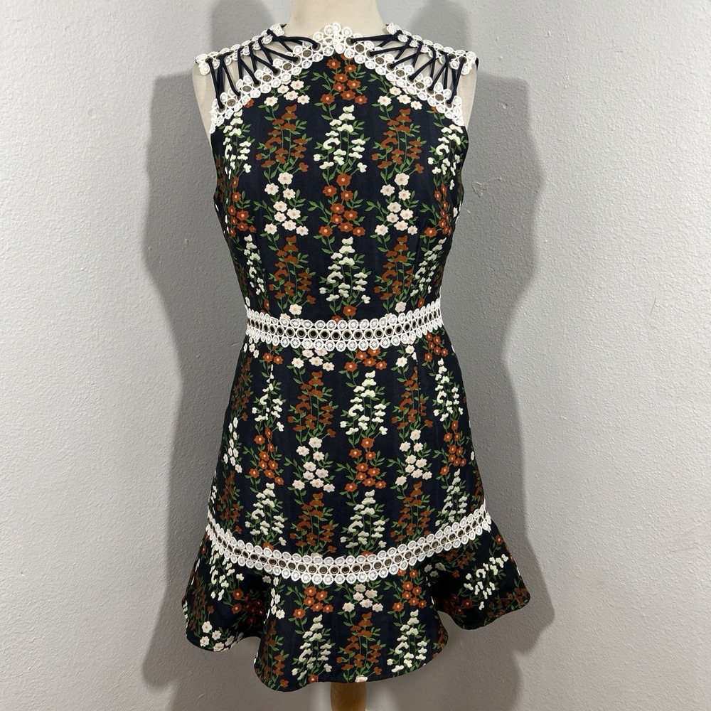 Keepsake the label Mini Dress Womens Medium Faithful Floral Lace Up Shoulder - Picture 1 of 8
